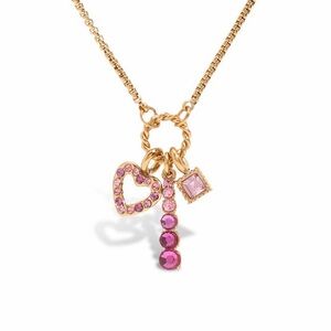New Gold and Pink Charm Necklace